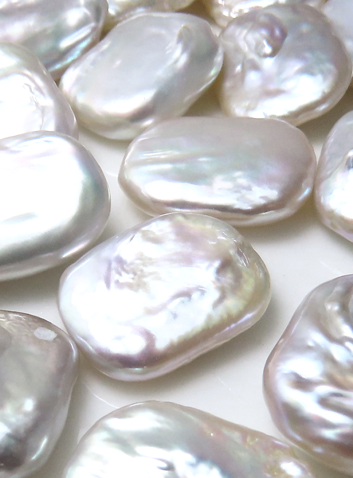淡水パール ルース 真珠 スクエア レクタングル 穴無 ホワイト系 15～17mm×14～18mm（10個）