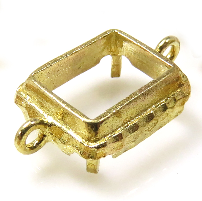 コネクター 空枠 ハンマード（レクタングル 10×8mm）（真鍮ブラス・カラーゴールドカラー）50個