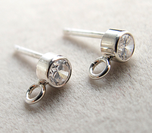 SV925ポストピアス（カン付）【3mm/キュービックジルコニア】 （1ペア/2個）