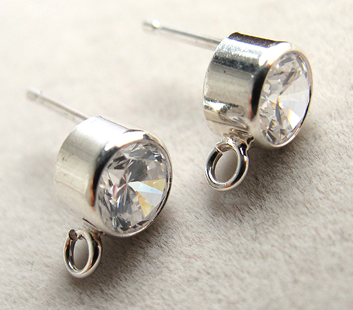 SV925ポストピアス（カン付）【5mm/キュービックジルコニア】 （1ペア/2個）