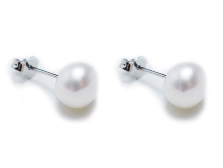 淡水パールピアス 真珠 シルバーSV925（ホワイト系）（ボタン8.5～9mm） キャッチ付（25ペア）