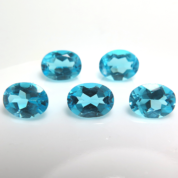 天然石ルース（裸石）・ブルートパーズ（スイスブルー）/オーバル【7×5mm】ファセットカット（2個）