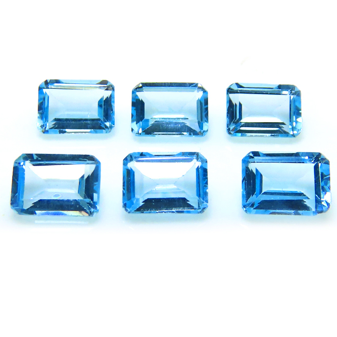 ブルートパーズ（スイスブルー）天然石ルース レクタングル・オクタゴン【8×6mm】ファセットカット（5個）