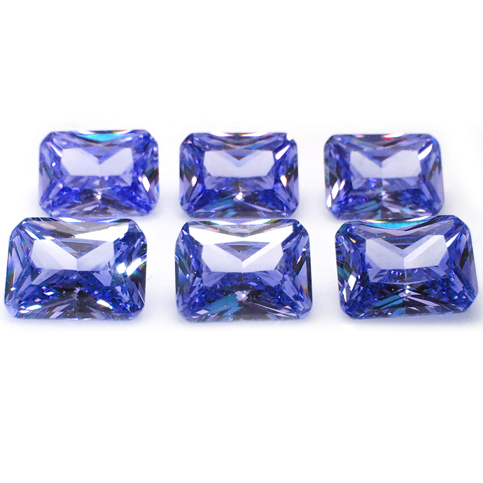 キュービックジルコニア　オクタゴン cz【AAA】ルース（裸石）タンザナイト【6×4mm】ファセットカット（7個）