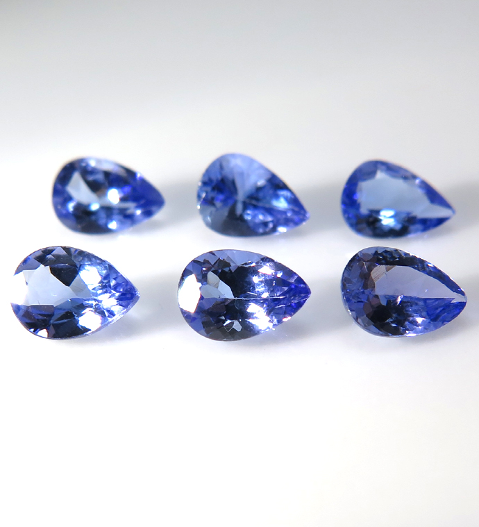 タンザナイト 天然石ルース （タンザニア・加熱処理）ペアシェイプ ファセットカット【6×4mm】25個