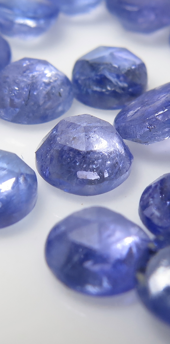 タンザナイト カボション ローズカット 天然石ルース（ラウンド）【5mm】10個