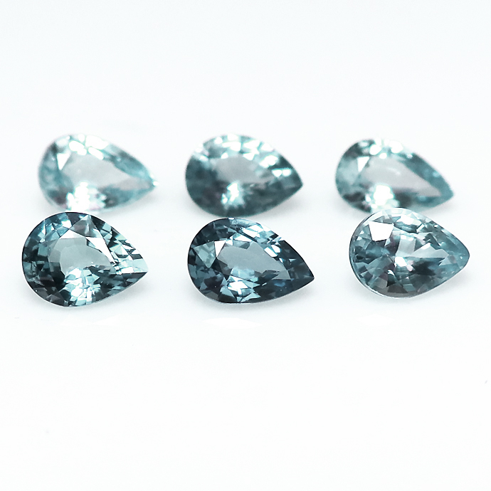サファイア（ブルーグリーン） ルース  天然石 マダガスカル産 ペアシェイプ 4×3mm ファセットカット（5個）