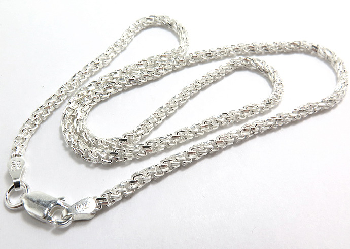シルバー925/チェーンネックレス40cm【スクエアツイストチェーン・2.6mm】（25本）