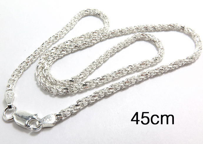 シルバー ツイストチェーンネックレス シルバー925/チェーンネックレス45cm【スクエアツイストチェーン