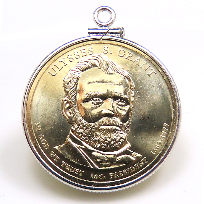 アメリカ大統領1ドル貨 ユリシーズ・グラント Ulysses S. Grant 第18代・コインペンダント・バチカン付 SV925 シルバー