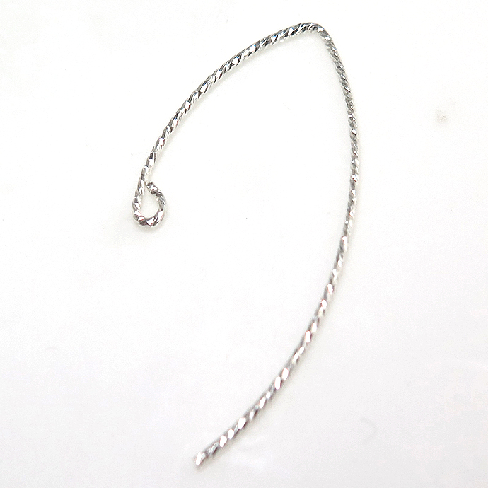 シルバーピアスパーツ Vシェイプ グリッター スパークル 32mm シルバー 925 （3ペア）