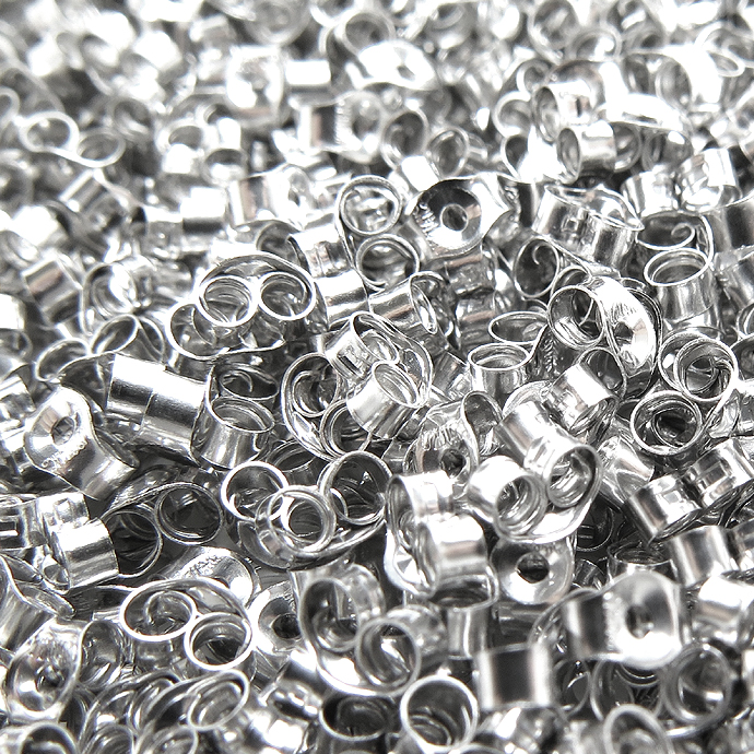 ピアスキャッチ（4mm×2.5mm）「ホワイトゴールドフィルド（14kgf）」（50個）