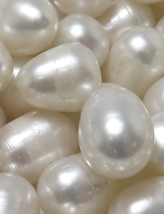 淡水パール真珠 バロック エッグ ルース（ホワイト系）（7～8mm）（穴無し）（50個）