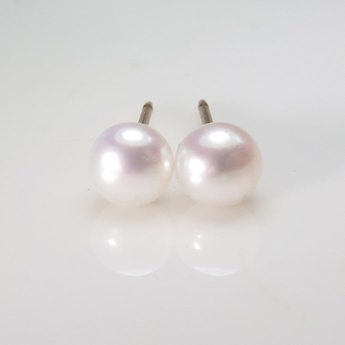 淡水パールピアス 真珠 14kgf（ホワイト系）（ボタン3mm）ゴールドフィルド（1ペア）