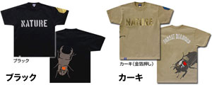 ネイチャージモン/寺門ジモン　ネイチャーTシャツ　クワガタバックプリント オリジナル 「I LOVE NATURE」Tシャツ