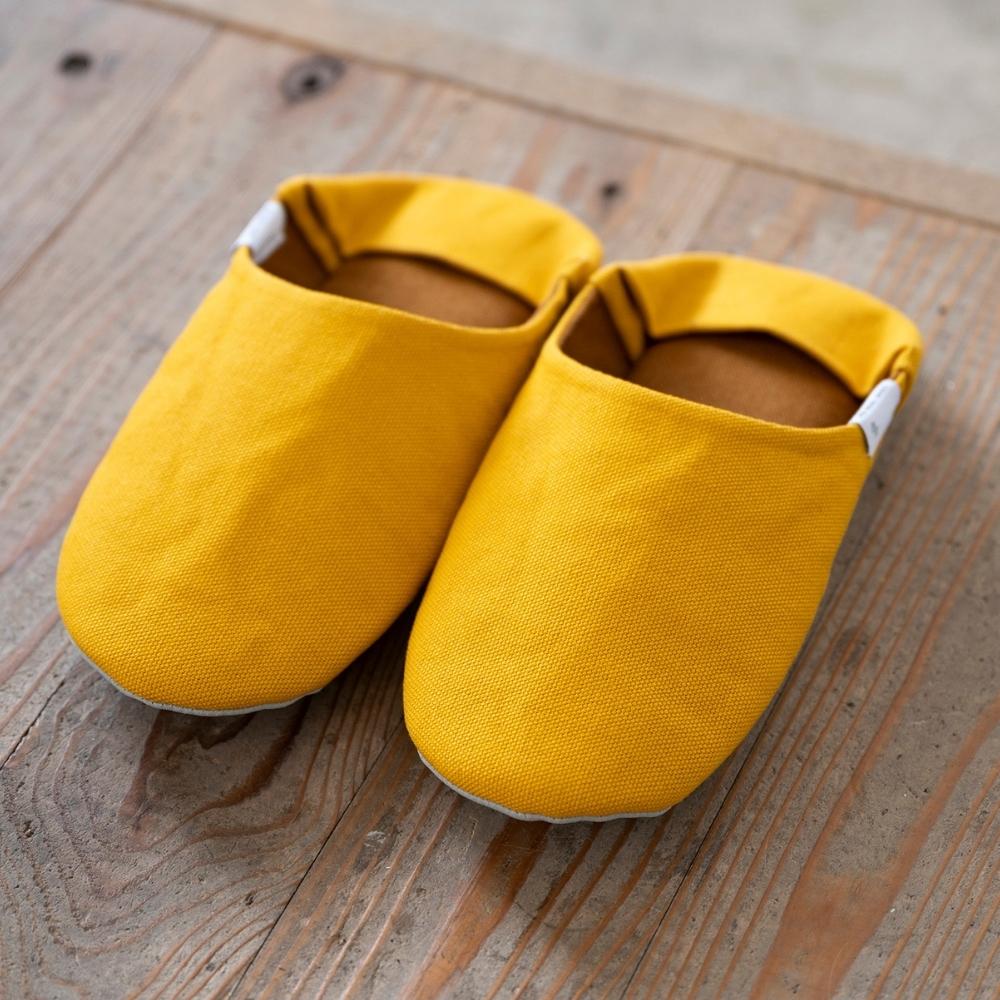 帆布のバブーシュ＜Mustard Yellow（マスタードイエロー）＞ [ABE HOME SHOES｜（群馬県）]