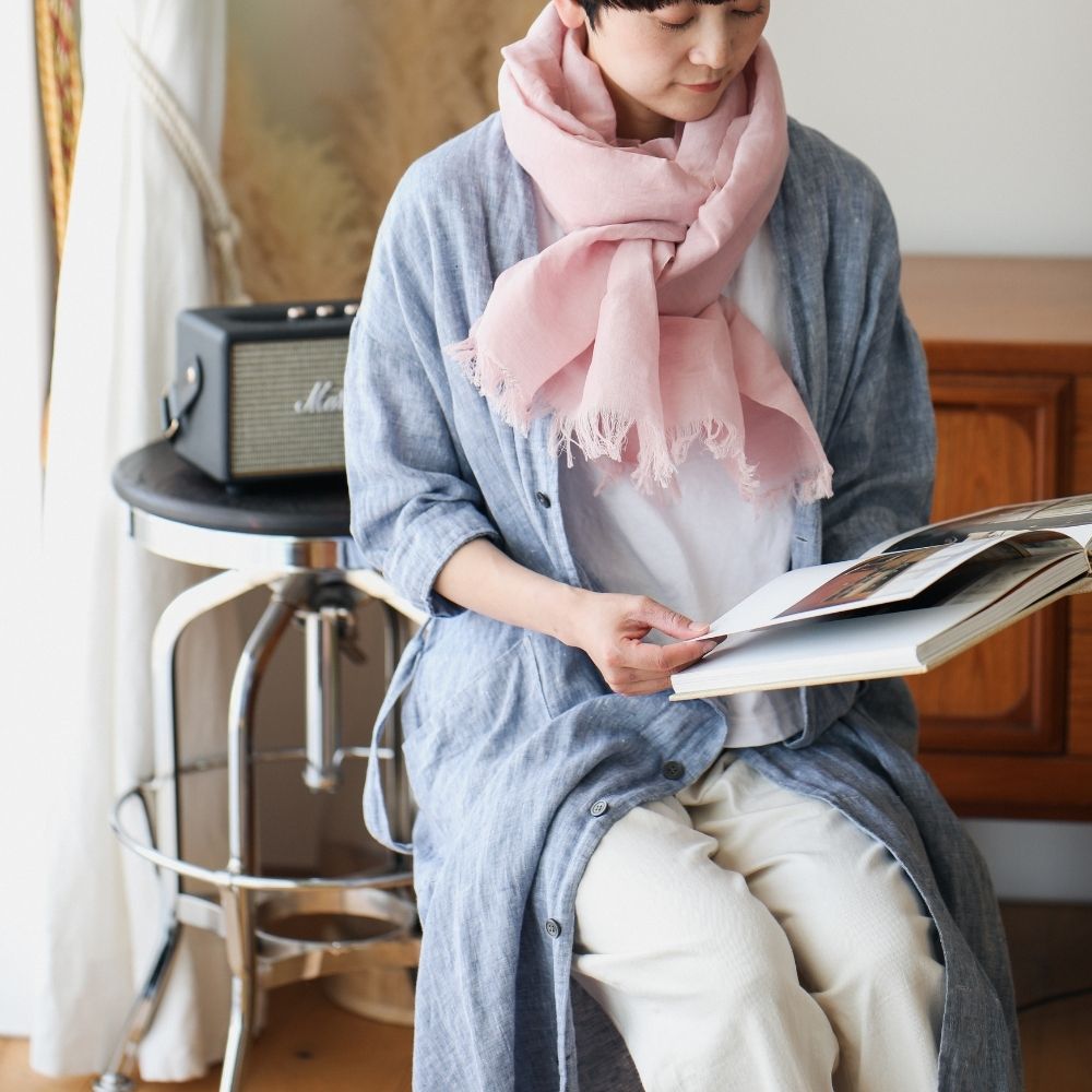 【point×5倍】AXIS:リネンコットンストール｜工房織座 CUON:E（クオンイー） 麻 ショール