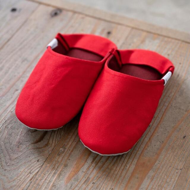 帆布のバブーシュ＜Cardinal Red（カーディナルレッド）＞ [ABE HOME SHOES｜（群馬県）]