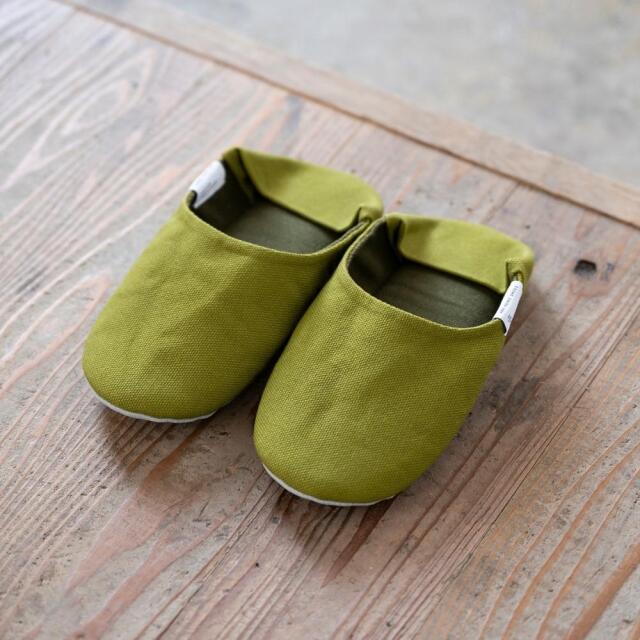 帆布のバブーシュ＜Olive Green（オリーブグリーン）＞ [ABE HOME SHOES｜（群馬県）]