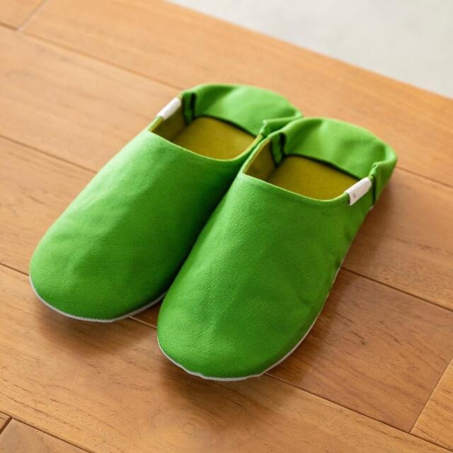 帆布のバブーシュ＜Citron Green（シトロングリーン）＞ [ABE HOME SHOES｜（群馬県）]