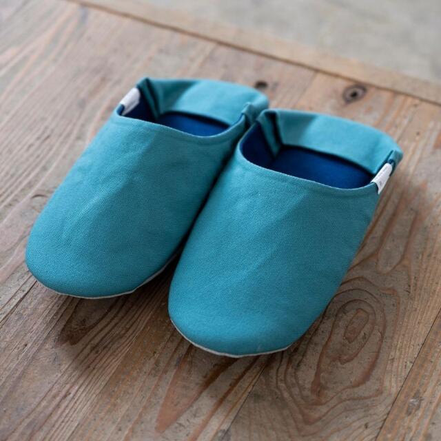 帆布のバブーシュ＜Turquoise Blue（ターコイズブルー）＞ [ABE HOME SHOES｜（群馬県）]