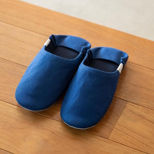 帆布のバブーシュ＜Ink Blue（インクブルー）＞ [ABE HOME SHOES｜（群馬県）]