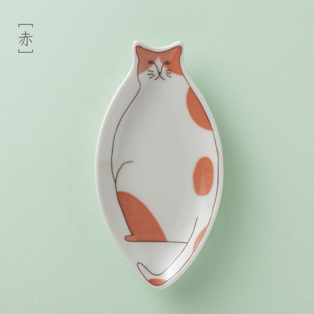 ハレクタニ】 小ネコ皿 ＜緑・赤・青＞ 化粧箱入り｜北野陶寿堂（石川