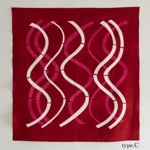 型染めの風呂敷90サイズ ＜型重ね・波に線＞ ｜山内武志さん（山内染色