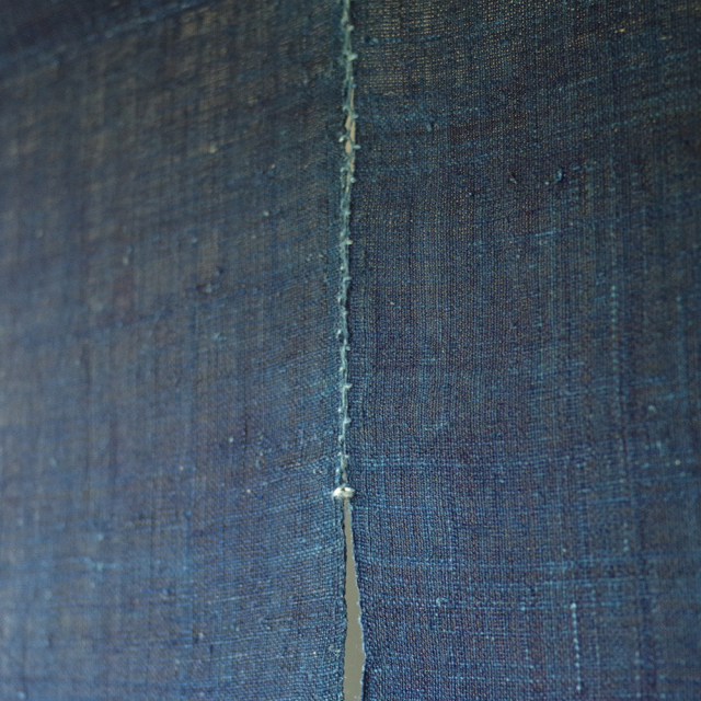 麻　のれん　藍染め