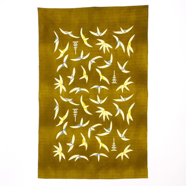 塔と散華 山内武志さん（山内染色工房）テーブルクロス タペストリー  