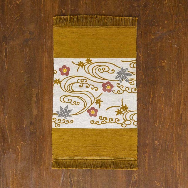 【木綿・中】型染めの卓布＜紅型＞房｜ 山内武志さん（山内染色工房／アトリエぬいや）【ネコポス対応可】/B　梅楓流水文