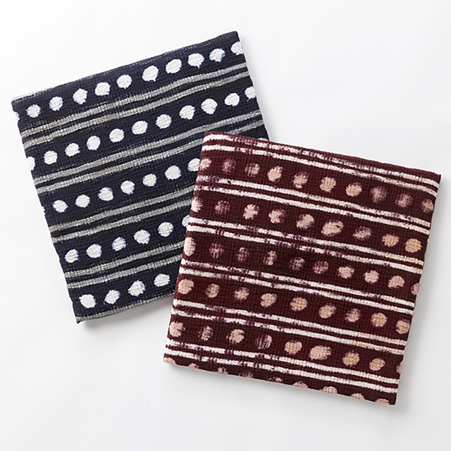 【大】筒描きの椅子敷き＜二本縞に水玉＞綿スラブ｜山内武志さん（山内染色工房／アトリエぬいや） 静岡県浜松市 チェアマット