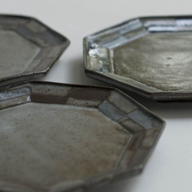 掛分釉　八角皿（5寸）　 〜つくり手 岡村宜治さん〜