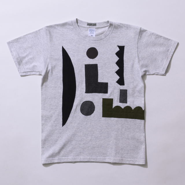 原明子 アートなTシャツ 【XS:160】】（杢ライトグレー）｜［Pop-Up Studio（静岡県）] ポップ アップリケ モダンアート　