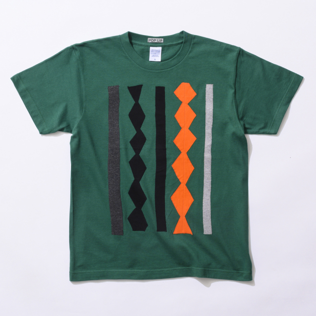 原明子 アートなTシャツ 【S】（グリーン）［Pop-Up Studio（静岡県）] ポップ アップリケ モダンアート　