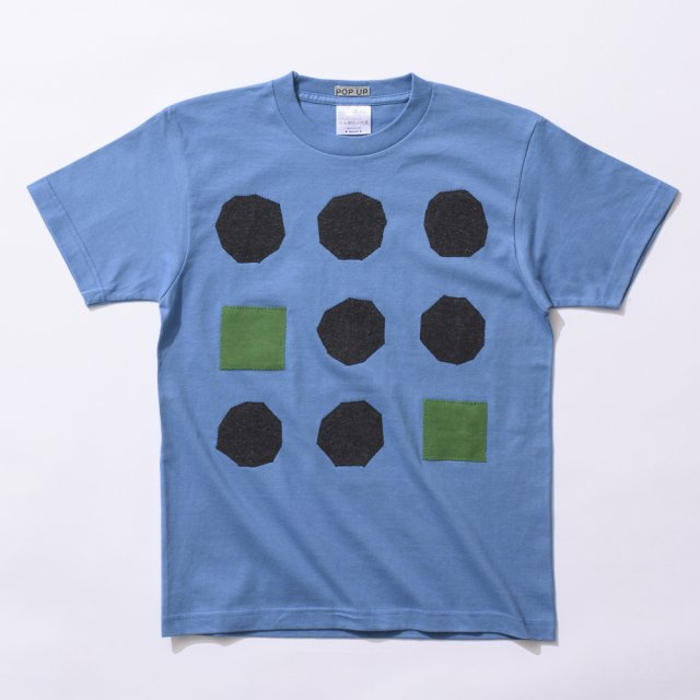 原明子 アートなTシャツ 【S】（スモークブルー）［Pop-Up Studio（静岡県）] ポップ アップリケ モダンアート　