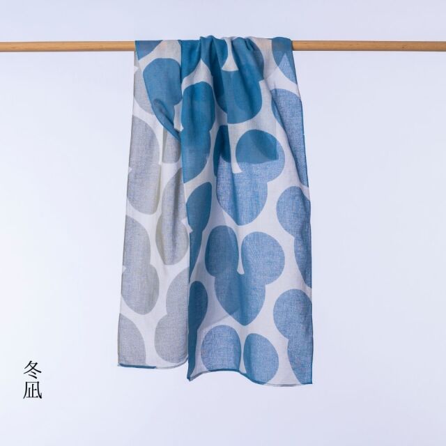 両面染色ガーゼストール ＜寒色系＞ [ hirali｜竹野染工さん（大阪府）] 冬凪・鳥渡る・雨休み・牛冷やす・虎が雨・山眠る・波の花・遠花火