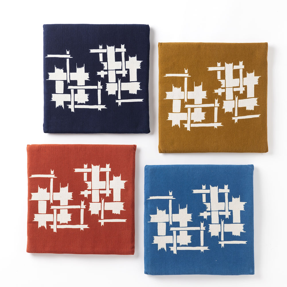 【小】型染めの椅子敷き＜破れ格子＞綿綾織｜山内武志さん（山内染色工房／アトリエぬいや） 静岡県浜松市 チェアマット