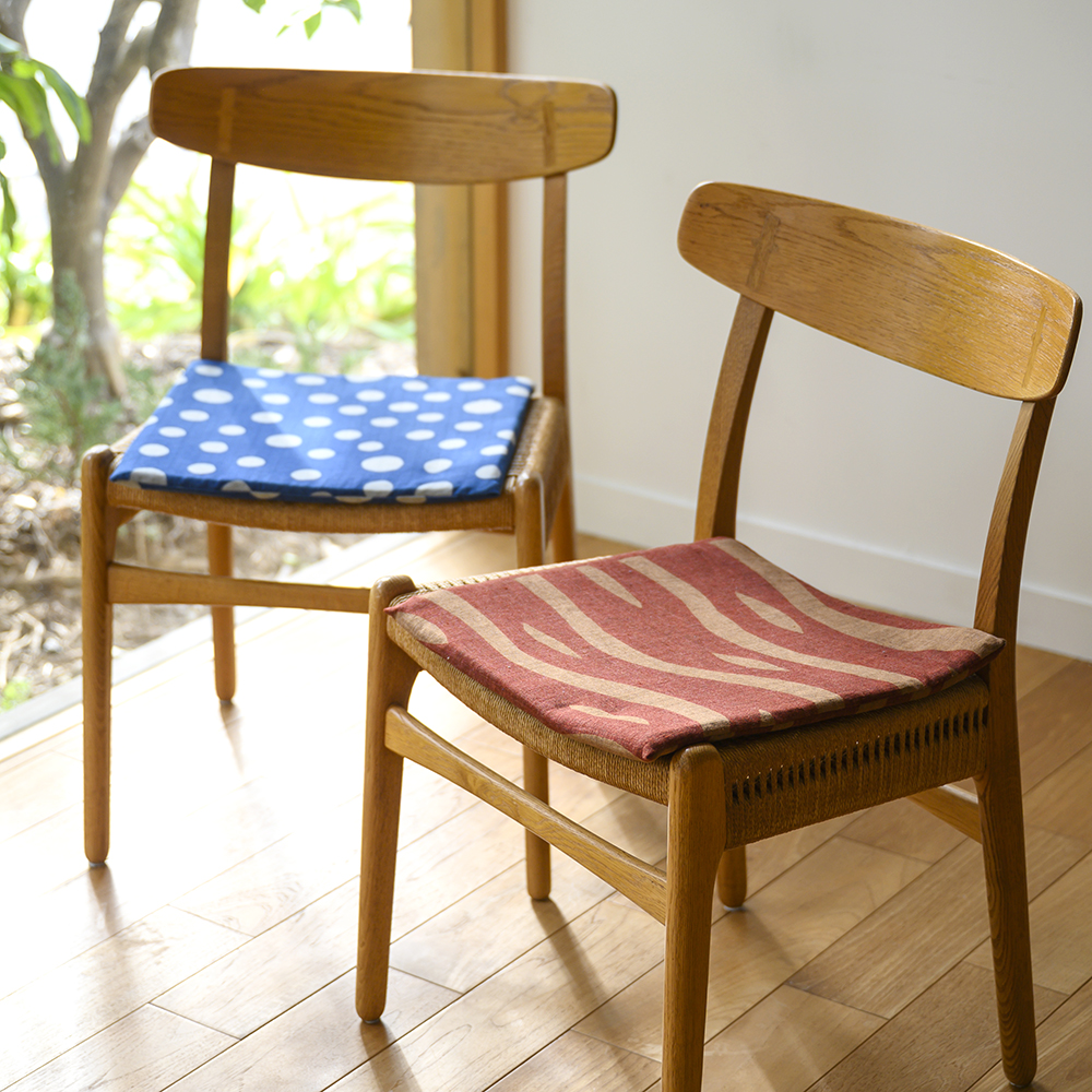 山内染色工房 型染め 椅子敷き 3枚セット 山内武志 チェアマット 藍染