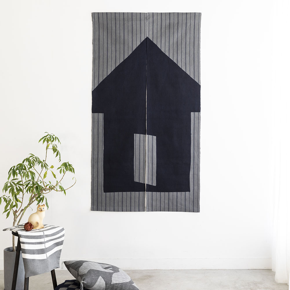 山内染色工房 山内 武志  のれん 暖簾 民藝 型染めののれん （縞布） ＜マイホーム＞| 山内武志さん（山内染色工房