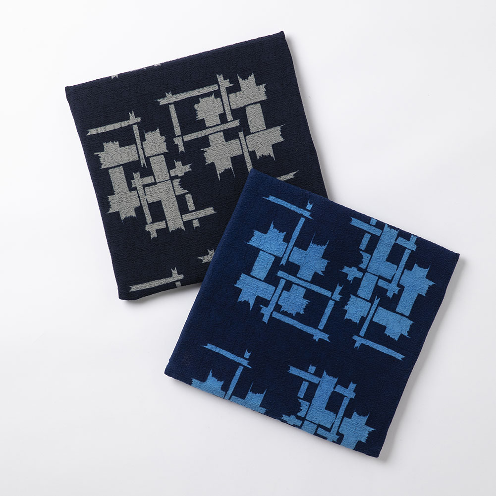 【小】型染めの椅子敷き＜破れ格子＞綿変わり織｜山内武志さん（山内染色工房／アトリエぬいや） 静岡県浜松市 チェアマット