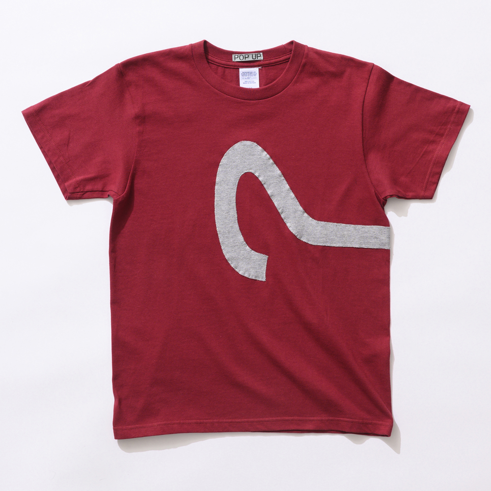 原明子 アートなTシャツ【XS:160】（バーガンディー）［Pop-Up Studio（静岡県）] ポップ アップリケ モダンアート　