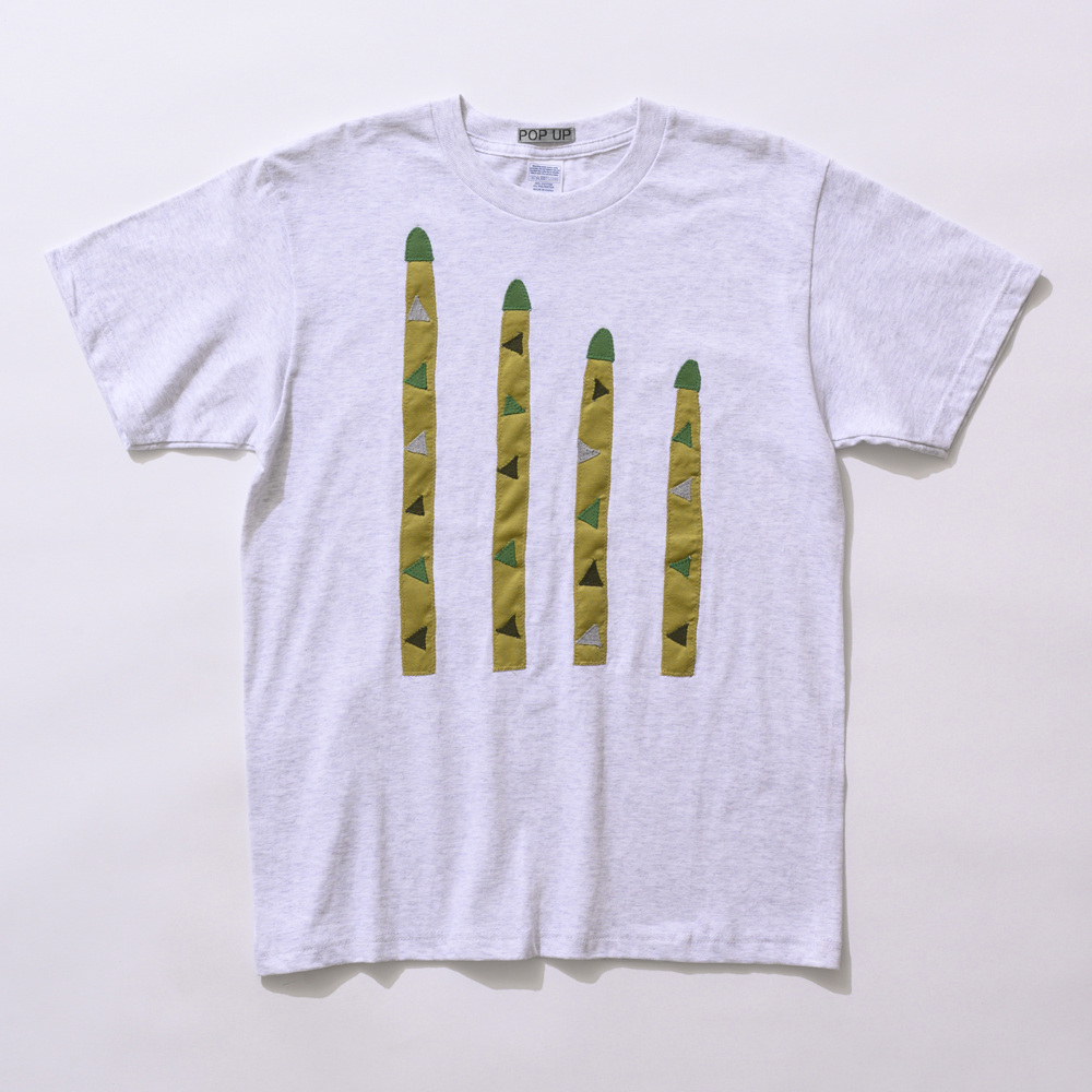 原明子 アートなTシャツ 【M】】（杢ライトグレー）｜［Pop-Up Studio（静岡県）] ポップ アップリケ モダンアート　