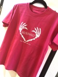 【チャリティー企画商品】【ネクロマンス NECROMANCE】 ハートボーンハンド Ｔシャツ 〈桃色/Pink/ピンク〉 Heart Bone hand T-Shirt 骸骨