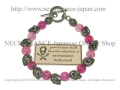 【ネクロマンス NECROMANCE】 ピンクドラゴンアゲート スカルブレスレット Pink Dragon Agate Skull Bracelet 桃色龍紋瑪瑙 骸骨