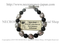 【ネクロマンス NECROMANCE】オニキスシルバーローズスカルブレスレット Onyx Silver Rose Skull Bracelet 薔薇 骸骨 数珠 御守り