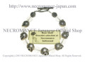 【ネクロマンス NECROMANCE】クリスタルシルバーローズスカルブレスレット Crystal Silver Rose Skull Bracelet 薔薇 バラ 骸骨 魔除け
