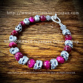 【ネクロマンス NECROMANCE】 ピンクタイガーアイ スカルブレスレット Pink Taiger's Eye Skull Bracelet 虎目石 破壊 創造 骸骨 恋愛