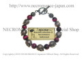 【ネクロマンス NECROMANCE】ピンクタイガーアイシルバーローズスカルブレスレット Pink Taiger's Eye Silver Rose Skull Bracelet 薔薇
