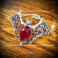 【ネクロマンス NECROMANCE】 ラインストーン バット ブレスレット Rhinestone Bat Bracelet ＜レッド/Red/赤＞ コウモリ 蝙蝠